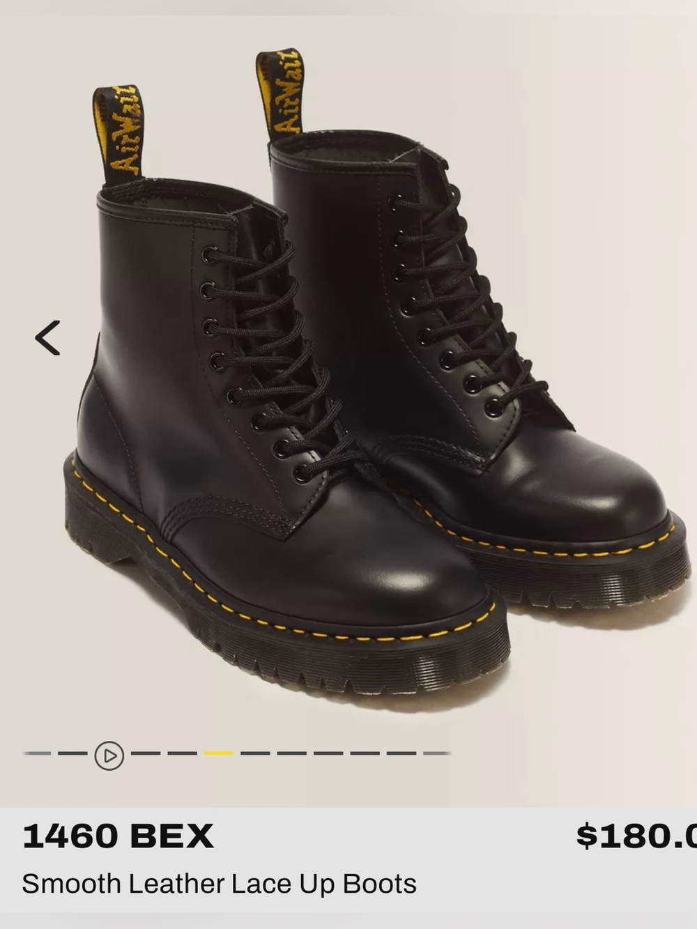 Dr. Martens 8-Eye Bex Leather Boots Size 7 Black Smooth Great Condition Combat